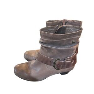 Pikolinos‎ Brujas Brown Leather Slouchy Ankle Boots Buckle Strap Size 7.5